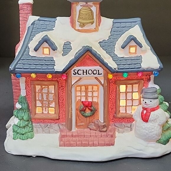 St. Nicholas Square Schoolhouse Lighted Porcelain House Christmas Village - Picture 8 of 8